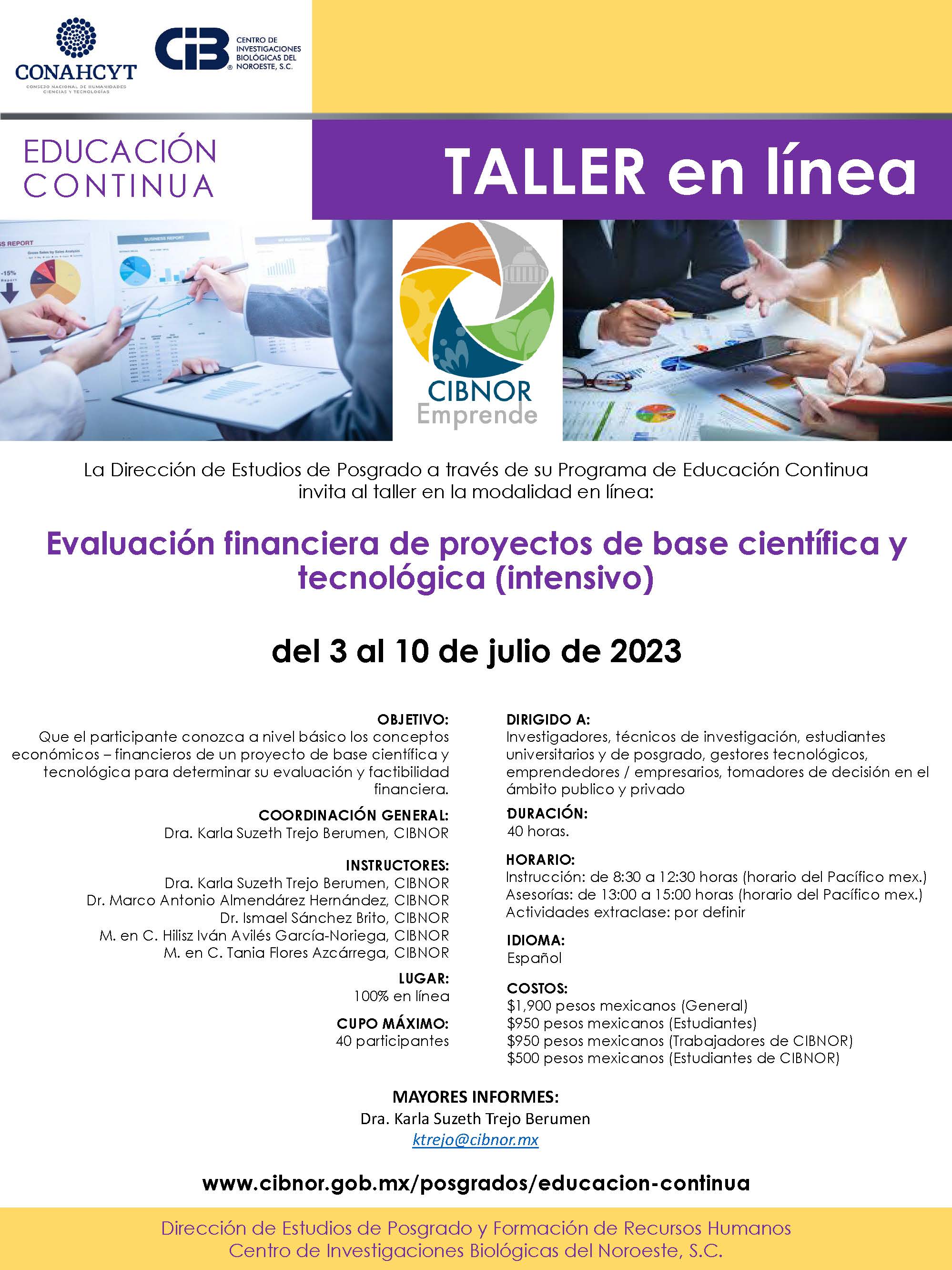 cartel taller Evaluacion financiera proyectos base tecnologica EducContinua 20230703