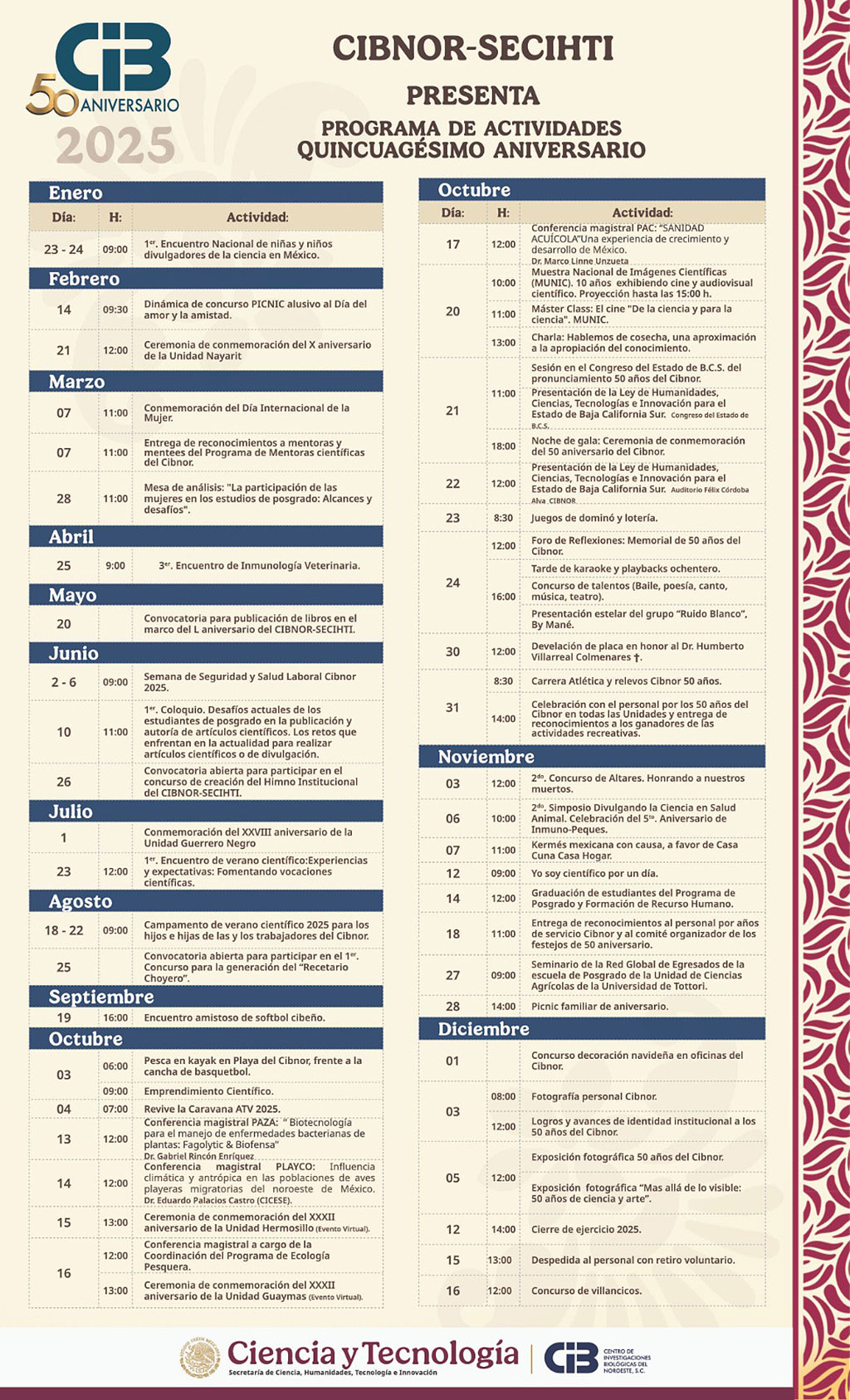 Calendario actividades